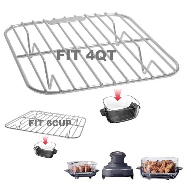Buwesru 2PCS Crisper Rack for Ninja Crispi Air Fryer FN101, Wire Rack for Ninja Crispi Accessories, Grill Racks for Ninja Crispi Replacement Parts, Food Grade, Stainless Steel SUS304