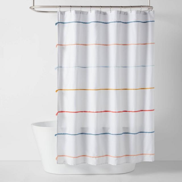 Multi Striped with Tassels Kids' Shower Curtain - Pillowfort™