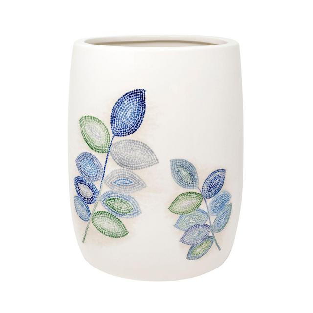 Croscill® Mosaic Leaves Wastebasket in Spa