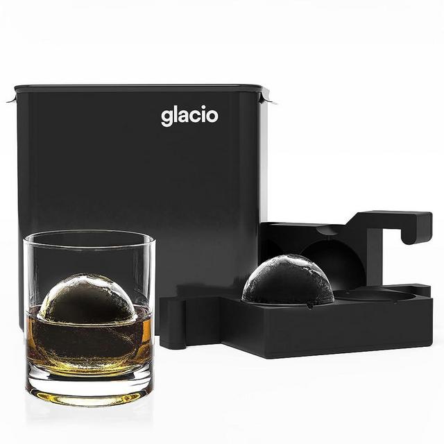 glacio Clear Sphere Ice Duo - Crystal Clear Ice Ball Maker for Whiskey - Large 2.5-inch Slow Dilution Ice Spheres - Sophisticated & High-Quality