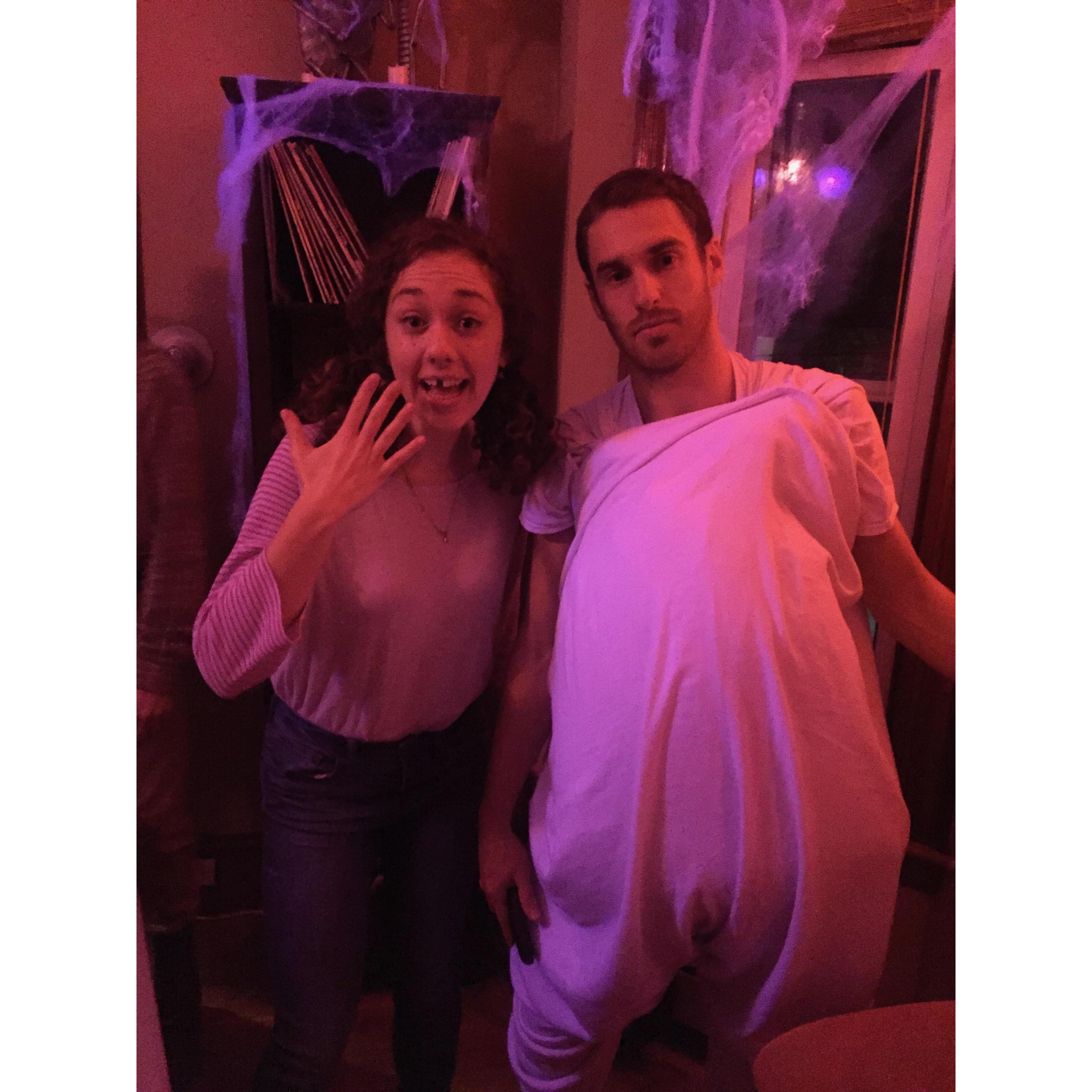 Halloween 2016 Boston, MA. Anna is missing her tooth (for real) and Alex IS her missing tooth. Our greatest work to date.
