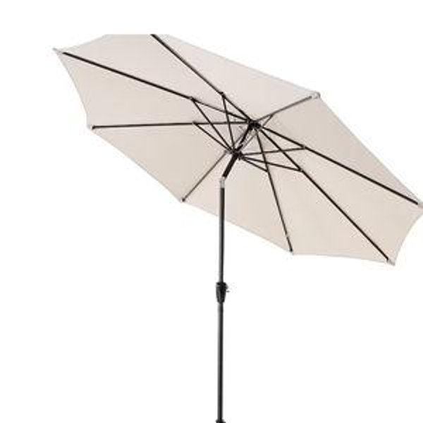 Nuu Garden 7.4-ft Aluminum Beige Push-button Tilt Market Patio Umbrella