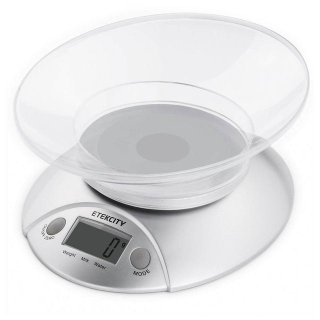 Etekcity Digital Kitchen Food Scale in Silver with Detachable Bowl
