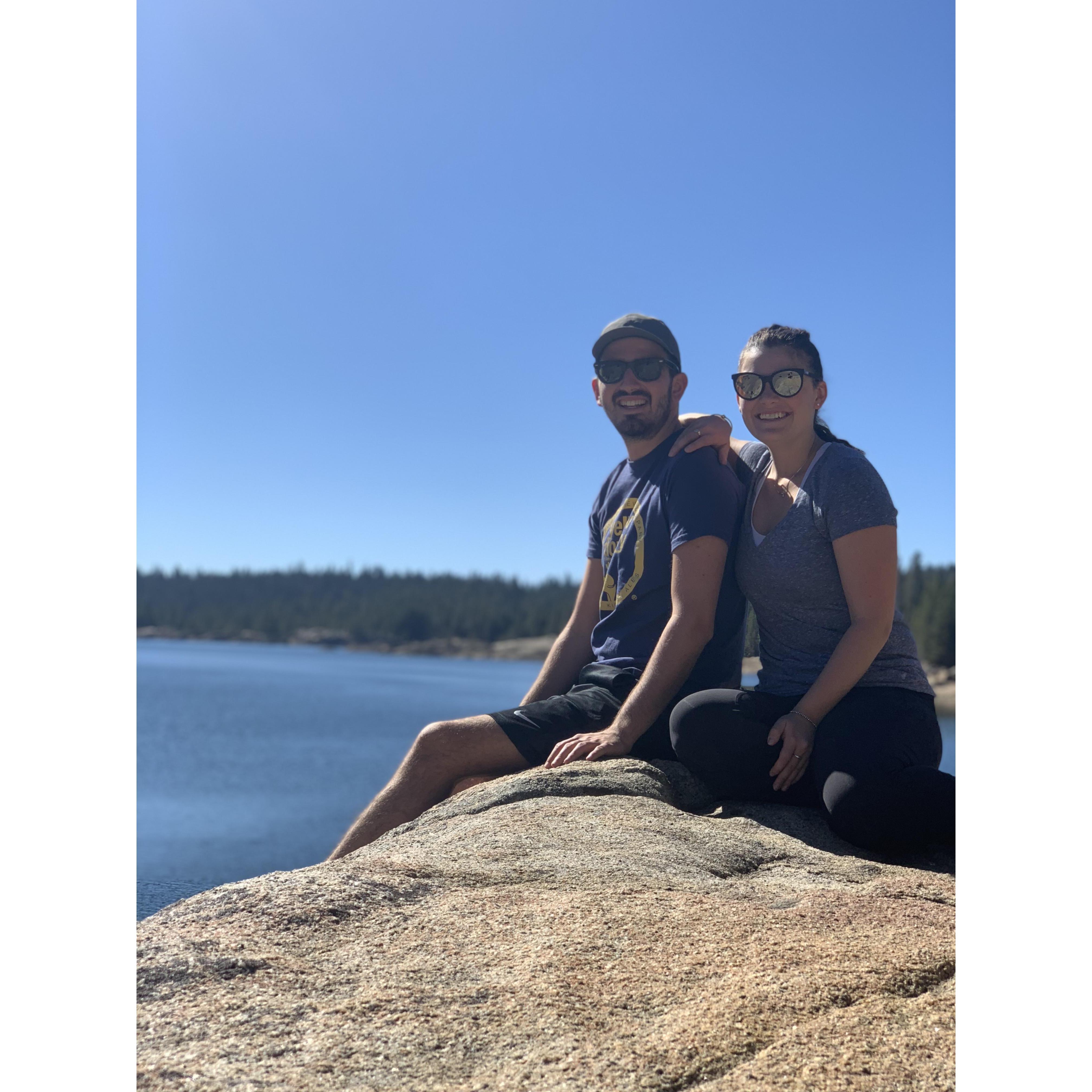 Overlooking Lake Alpine near Arnold, CA.