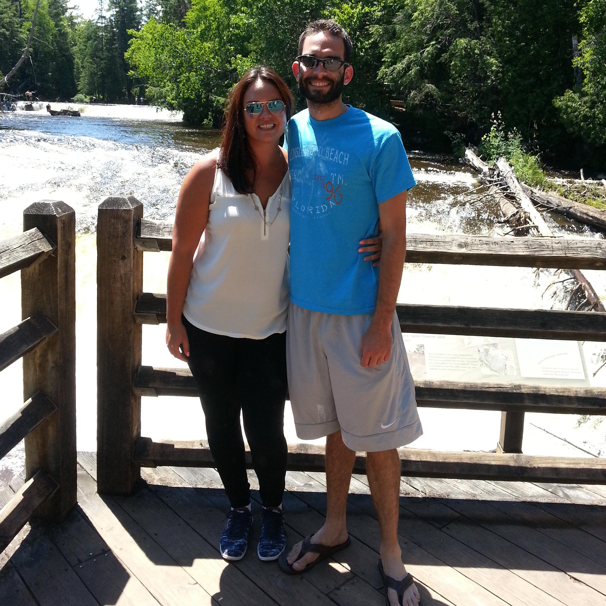 Visiting Tahquamenon Falls State Park in the U.P. during their one year anniversary Straits of Mackinac trip
4th of July weekend 2016