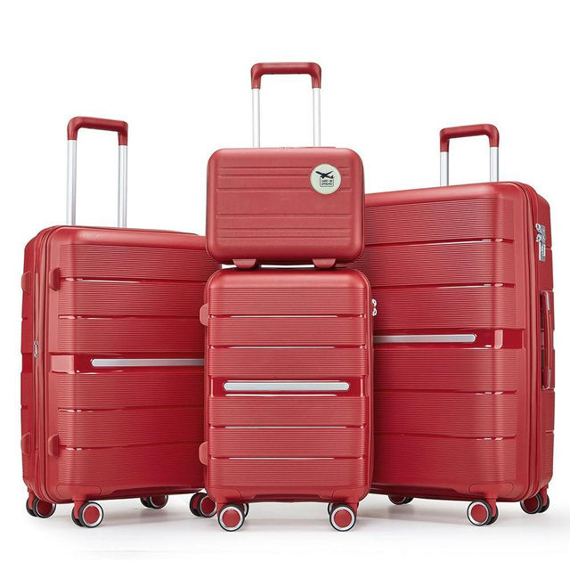 TRAVELEO 4-Piece Hardshell Luggage Set with TSA Locks, Expandable Suitcases and Silent Spinner Wheels - Vibrant Colors for Easy Identification (14/20/24/28 Inch) - Family Travel Suitcase Sets
