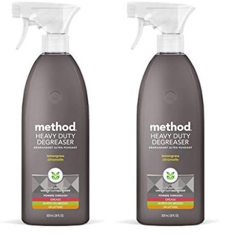 Method Heavy Duty Degreaser, Lemongrass Scent, Oven Cleaner & Stove Top Cleaner, 28 Oz Spray Bottle (Pack of 2),(Packaging may vary)
