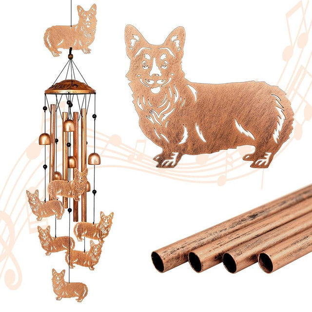 GDNSFIT Corgi Wind Chimes for Outside, Metal Windchimes Outdoors, Corgi Gifts for Women/Men, Memorial/Birthday Gifts, Garden Decor for Outside, Patio or Yard, Durable Chimes for Outdoors