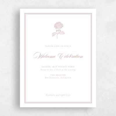 Dusty Rose, Pink Wedding Enclosure - Newport Welcome Party Letterpress