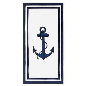 Anchor Beach Towel, White/Navy