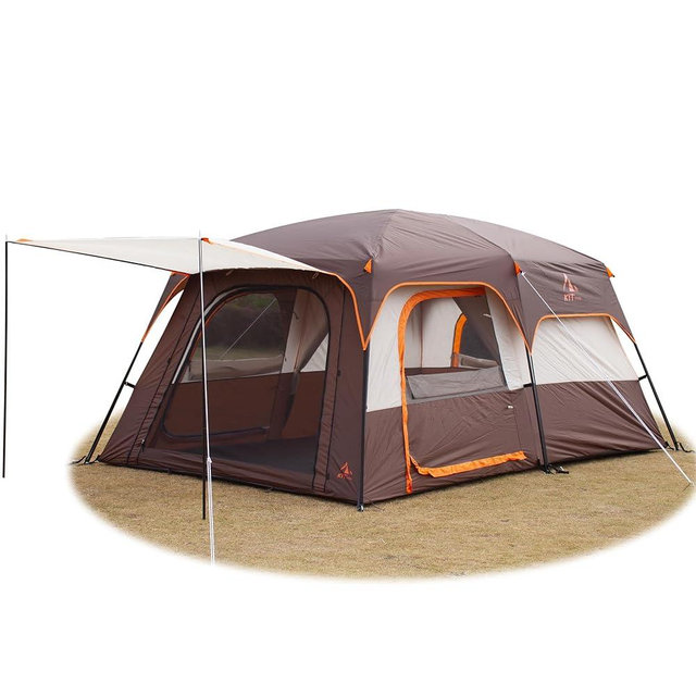 KTT Extra Large Tent 10-12-14 Person(Style-B),Family Cabin Tents,2 Rooms,3 Doors and 3 Windows with Mesh,Straight Wall,Waterproof,Double Layer,Big Tent for Outdoor,Picnic,Camping,Family Gathering