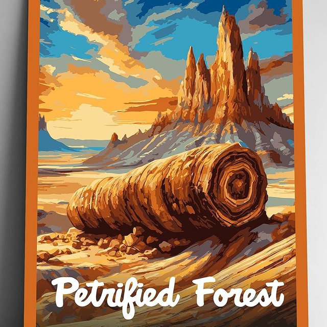 GO SEE DESIGN Petrified Forest National Park Modern Style Travel Poster - 8x10-12x18-18x24-24x36 / 4x6 Postcard Designer Series Art Print USA United States Wall Art Arizona (12x18 Inch Poster)