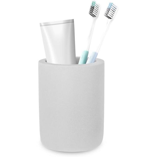 Diatomite Toothbrush Holder, BOJDOPIE Water Absorption Quick Drying Bathroom Countertop Organizer, Stand Cup for Toothpaste Makeup Brushes Razors (Light Grey)