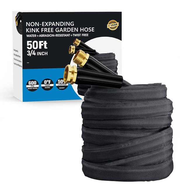 Haeteir 2025 Upgraded Non-Expanding Garden Hose, Lightweight, Flexible Ultra-Light Water Hose, Burst-Resistant, Lead-Free, Anti-Kink, High-Pressure (50 FT)
