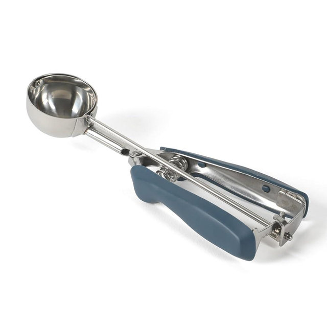 Calphalon Edge Stainless Steel Ice Cream & Cookie Scoop W/Trigger & Thermoplastic Rubber Handle - Navy Blue