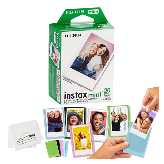 Fujifilm Mini Instax Films + Colored Magnet Photo Frames + Quality Photo Microfiber Cloth