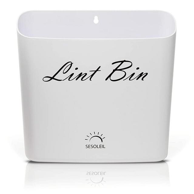 SESOLEIL Lint Bin for Laundry Room - Space Saving Magnetic Lint Bin Holder for Small Laundry Room Wall Decor - Magnetic and Wall Mountable Laundry Bin for Dryer, Washer (Off-White)