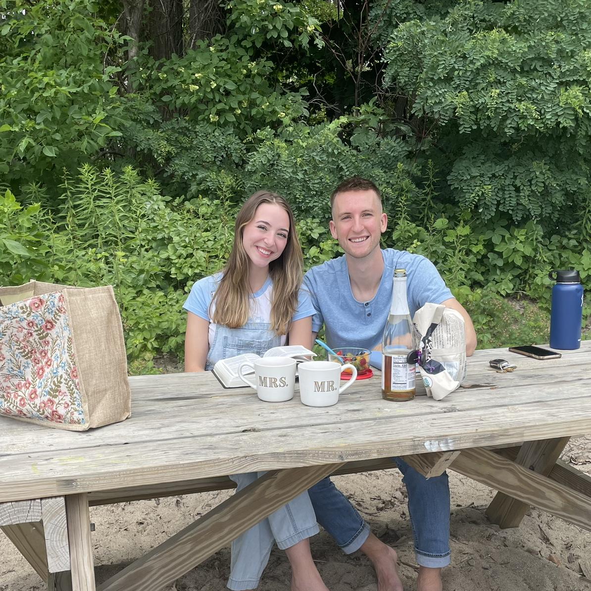 One last date in Erie! Sparkling juice in our Mr. and Mrs. mugs was a sweet touch :)