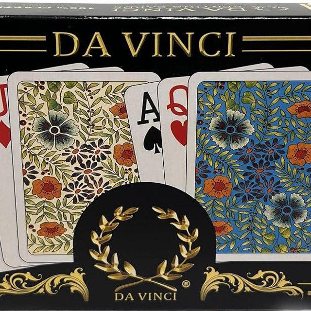 DA VINCI Fiori, Italian 100% Plastic Playing Cards 2 Deck Set, Poker Size Large Print Jumbo Index