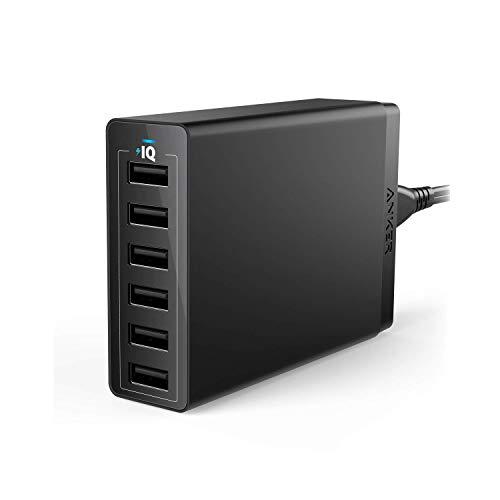 USB Wall Charger, Anker 60W 6 Port USB Charging Station, PowerPort 6 Multi USB Charger for iPhone Xs/Max/XR/X/8/7/Plus, iPad Pro/Air 2/Mini/iPod, Galaxy S9/S8/S7/Edge/Plus, Note, LG, HTC, and More