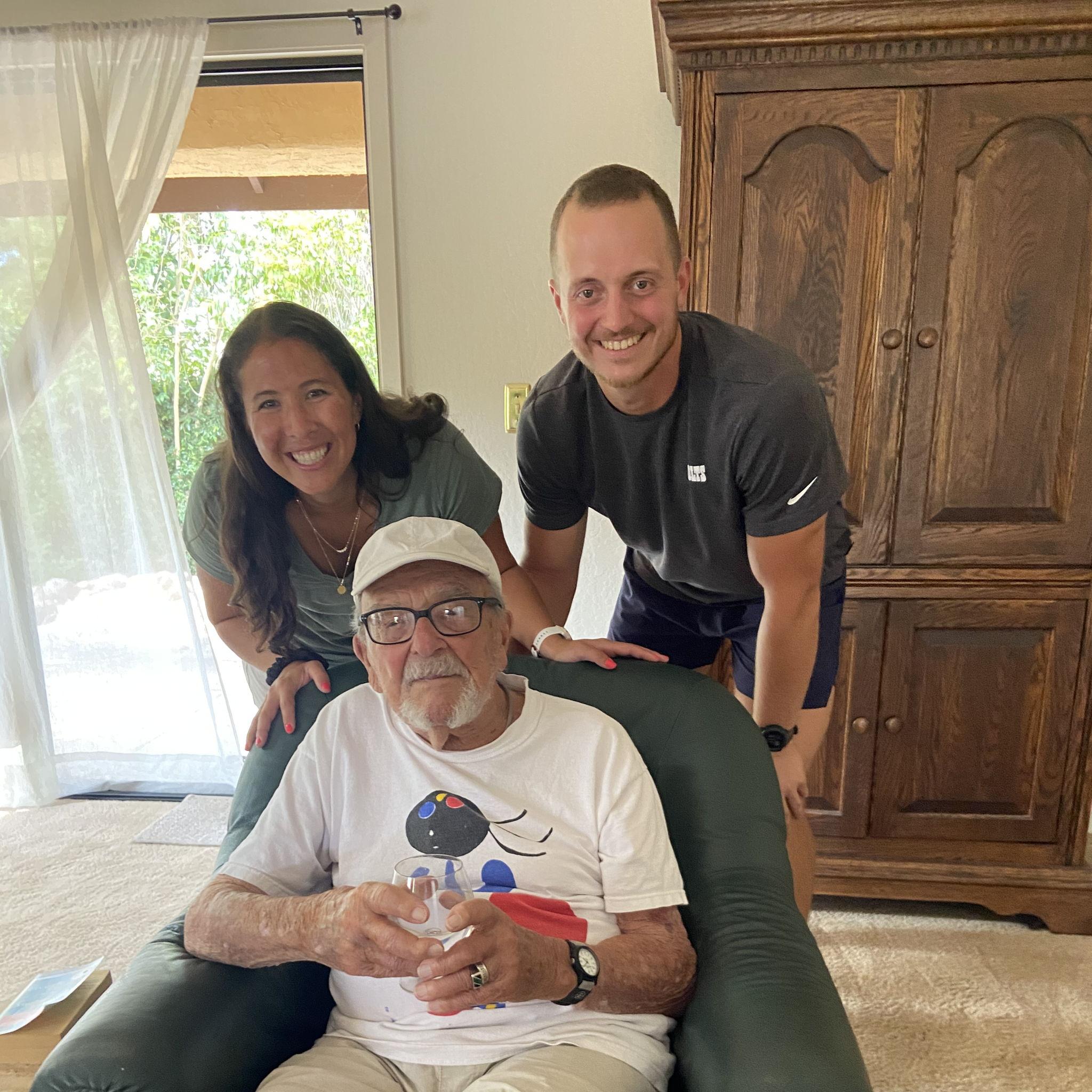 Trav's first meeting with Opa (Krista's 100 year old grandfather)