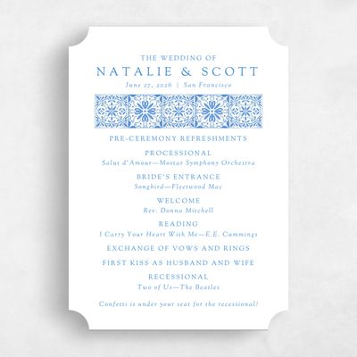 Blue Ticket Wedding Program - Oluveri