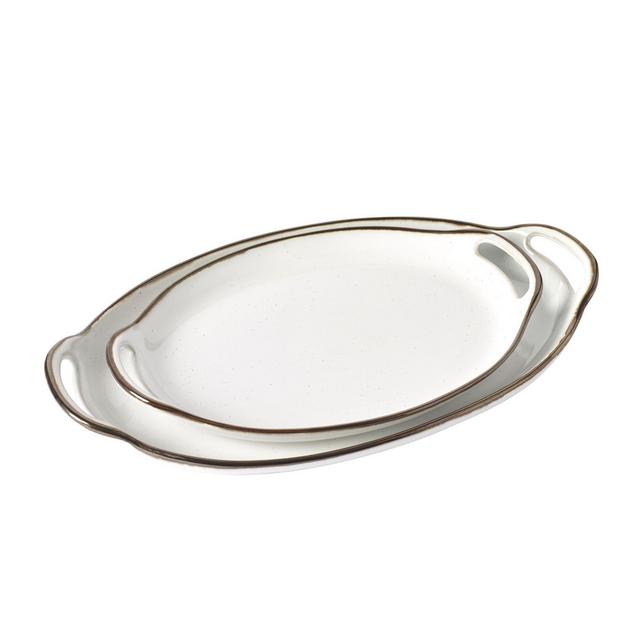 Tabletops Gallery® Geneva Oval Platters in Cream (Set of 2)