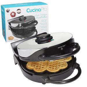 CucinaPro - Heart Waffle Maker- Non-Stick 5-Heart Waffler Iron Griddle w Adjustable Browning Control- Beeps When Ready- Great Valentines Day Gift