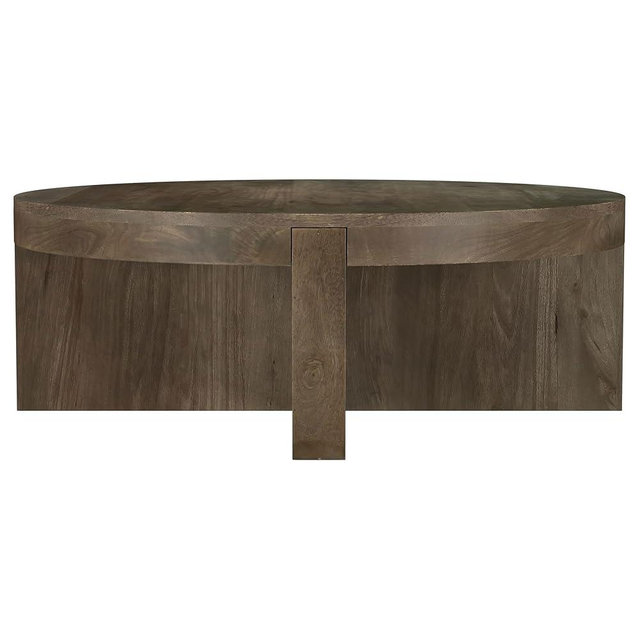 Coaster Home Furnishings Kinkaid Round Solid Mango Wood Coffee Table Brown