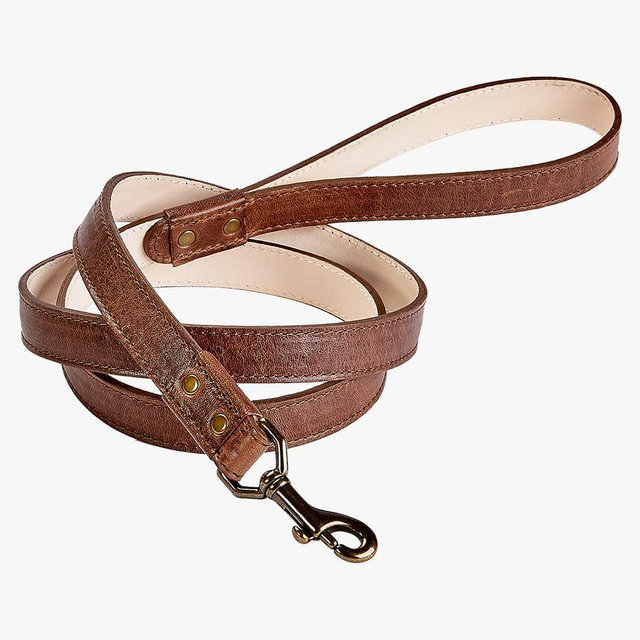 Leather Pet Leash, Brown, 6 Ft