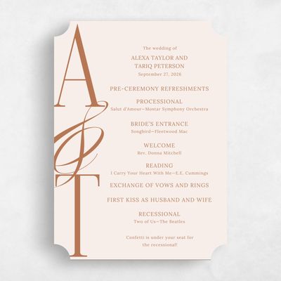 Beige Ticket Wedding Program - Kellan