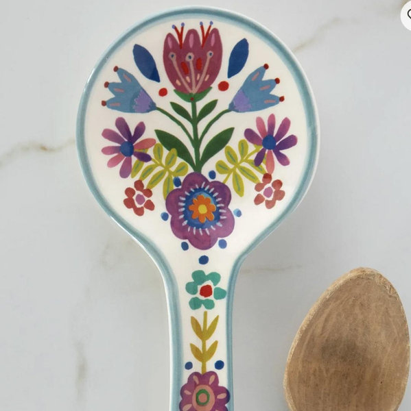 Ceramic Spoon Rest - Folk Flower