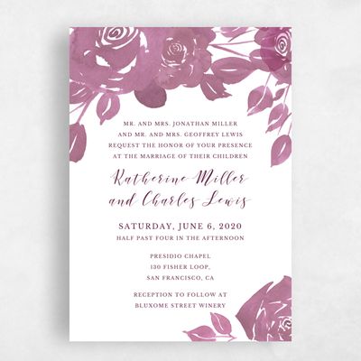 Berry, Purple Wedding Invitation - Clemson Fade