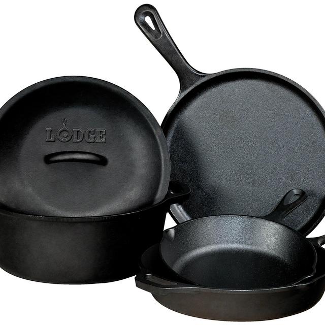Lodge L5HS3 5-Piece Pre-Seasoned Cast-Iron Cookware Set