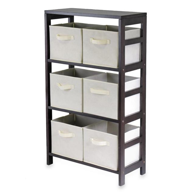Capri 3-Tier Shelf with 6 Foldable Baskets in Beige