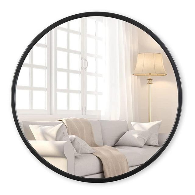 EMAISON Black Round Wall Mirror, 30 Inch Rustic Matte Mirror for Bathroom, Entry, Dining Room, and Living Room. Metal Circle Mirror for Wall, Vanity Mirror, Large Decorative Mirror.