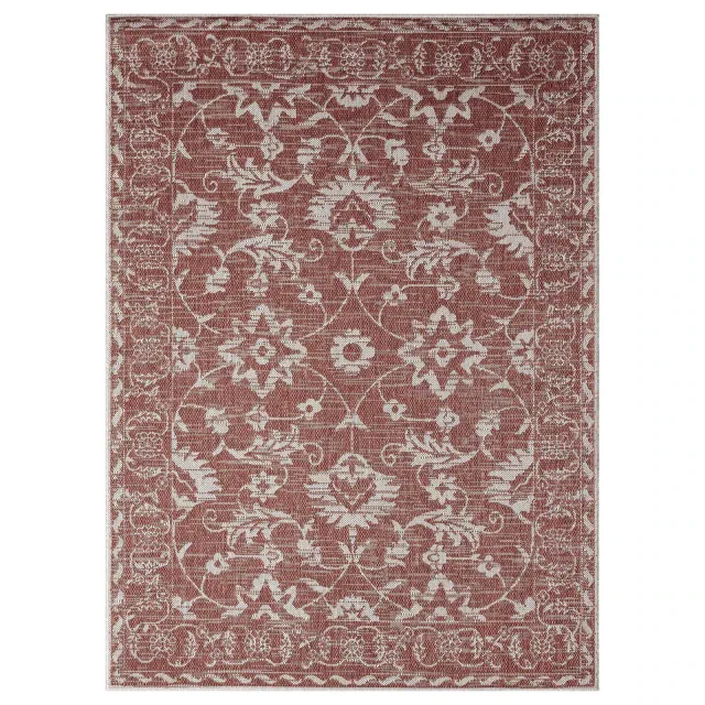 5'2" x 7'2" Country Ayala Indoor/Outdoor Rug Rust - Nicole Miller: UV & Weather-Resistant, Woven Polypropylene