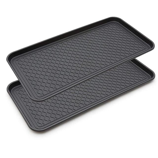 fengdu 2 Pack Large Multifunctional Boot Tray Boot Mat Washable Indoor or Outdoor Tray Mat for Shoes Boots Plants Pots Paint Tins Pet Bowls Car Storage, 30 x 15 x 1.2 Inches