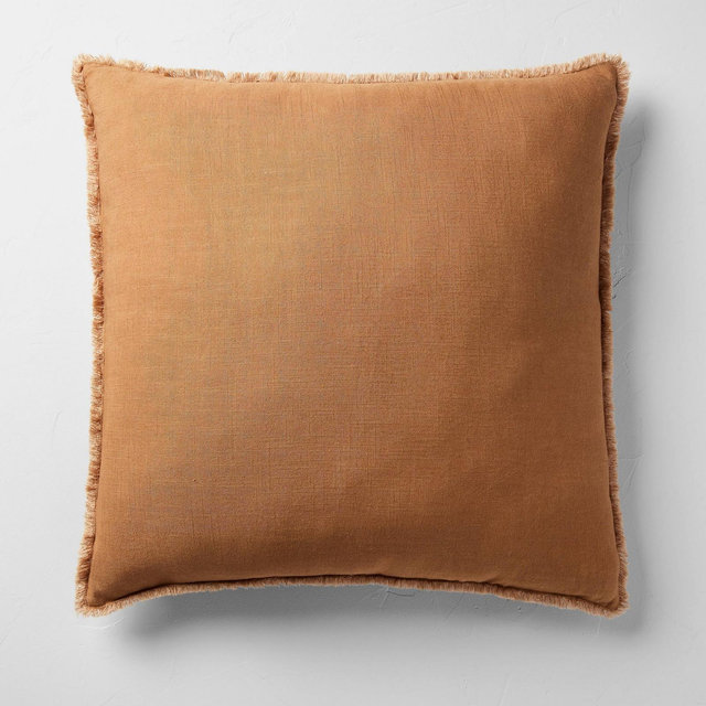 Euro Heavyweight Linen Blend Throw Pillow Warm Brown - Casaluna™