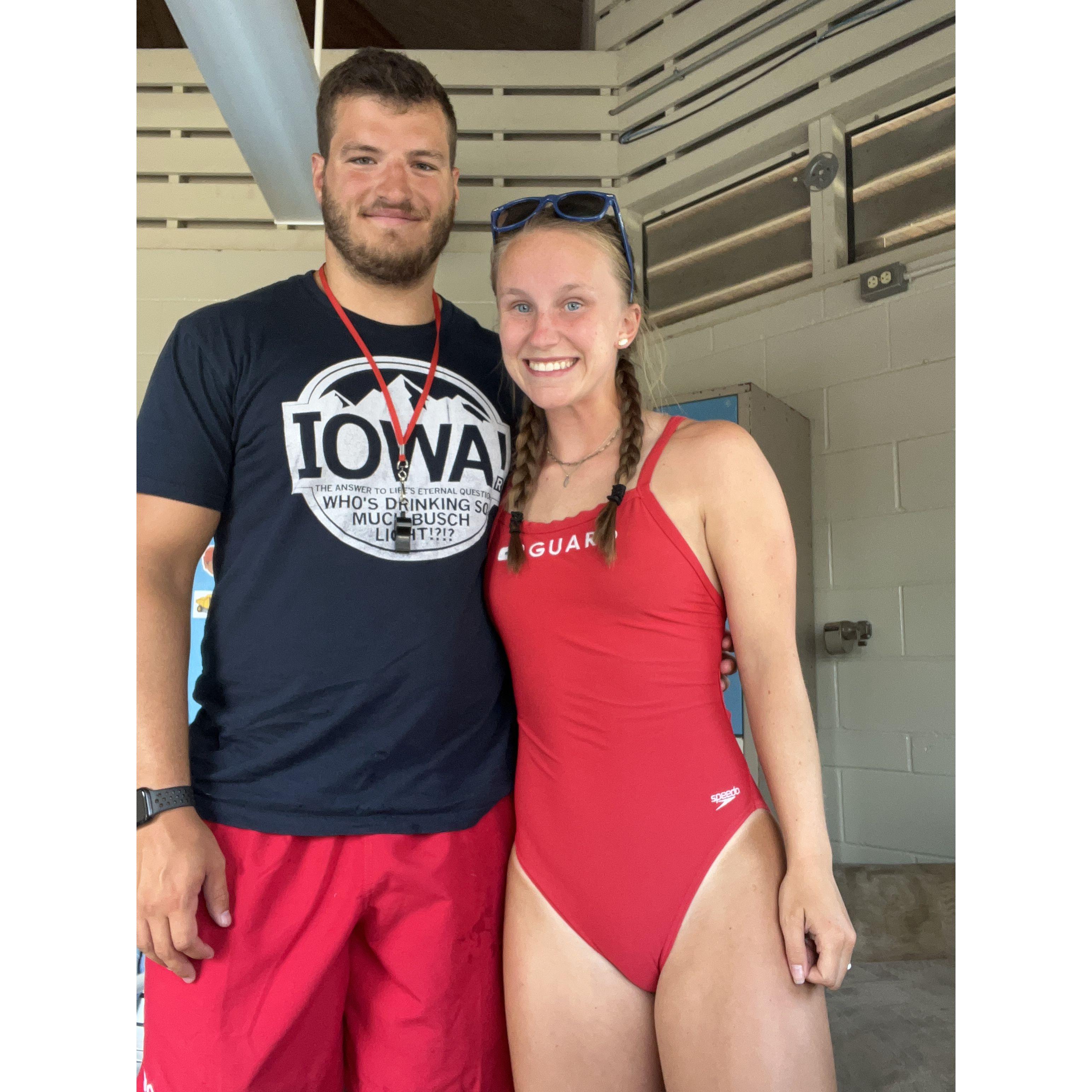 Spent the summer lifeguarding and teaching swim lessons. No, neither of us could swim 1 week before starting this job... no-one was harmed, we swear.