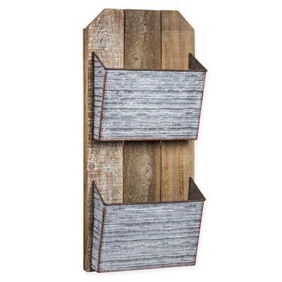 Masterpiece Art Gallery 26-Inch x 12-Inch Wood and Metal 2 Pocket Magazine Wall Organizer