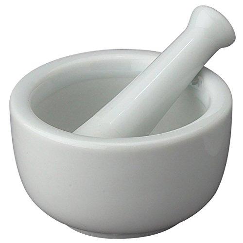 HIC Mortar and Pestle Spice Herb Grinder Pill Crusher Set, Fine-Quality Porcelain