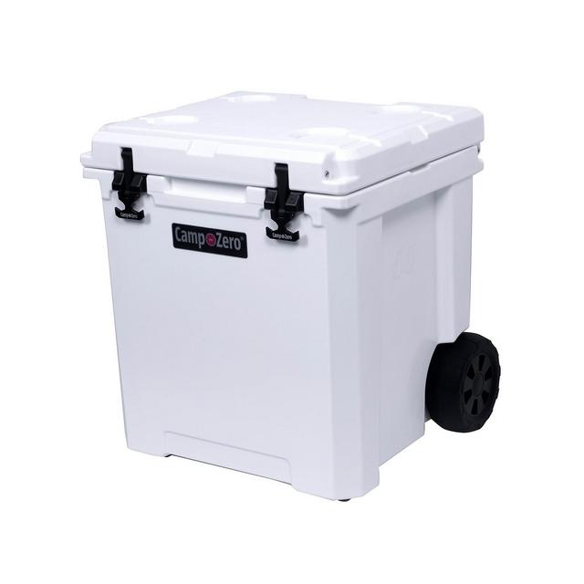 CAMP-ZERO 50 - 52 Qt. Premium Chest Cooler with Wheels and 4 Molded-In Cup Holders | White