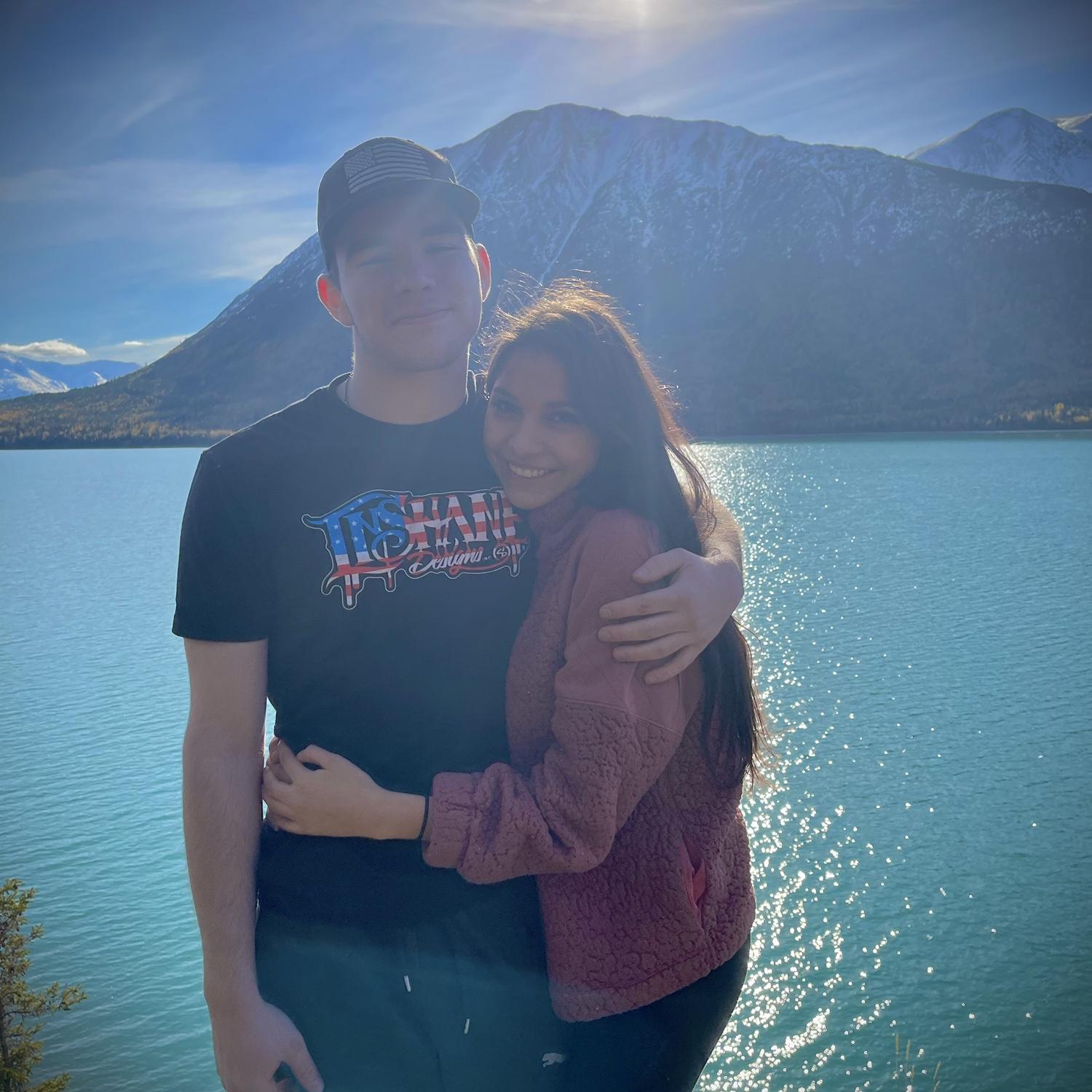 Our first photo together as a couple
