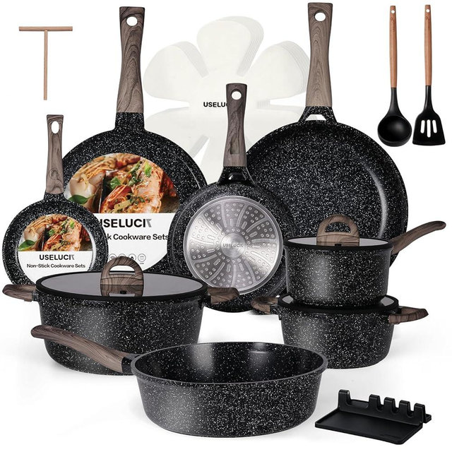 Ceramic Cookware Set 22-Piece Nonstick Pots and Pans Set Non Stick Kitchen Cooking Sets Stockpot Saucepan Frying Pans