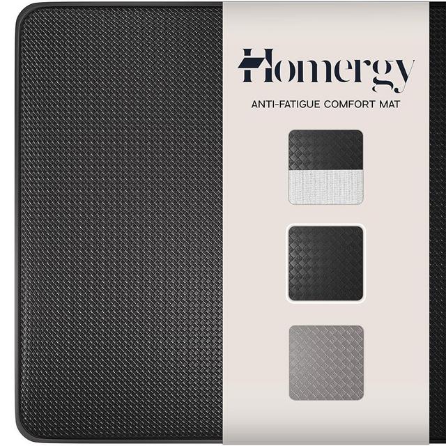 Homergy Anti Fatigue Kitchen Mats for Floor 1 PCS, Memory Foam Cushioned Rugs, Comfort Standing Desk Mats for Office, Home, Laundry Room, Waterproof & Ergonomic, 17.3×30.3 х 0.47″, Black