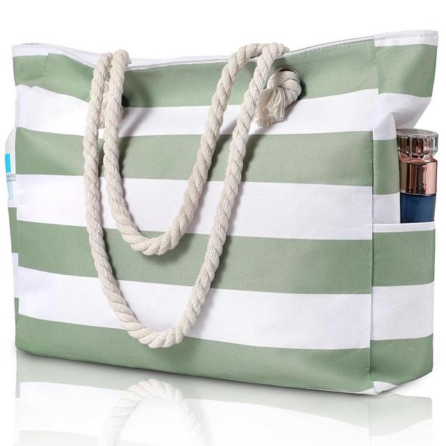 Clothirily Beach Bag for Women - Large Beach Tote Bag, Waterproof Sandproof Beach Bag with Zipper, Large Swim Pool Beach Tote