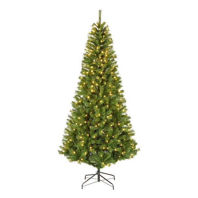 National Tree Company 7.5 ft Pre-lit Artificial Christmas Tree, Slim Winchester Pine, 350 LED Lights, 1,000 Branch Tips, Includes Stand, Green