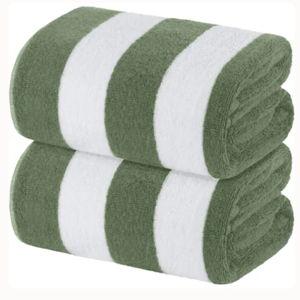 White Classic Luxury Cabana Striped Oversized Beach Towel 35x70" | Set of 2