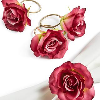 Martha Stewart Collection - Valentine's Day Pink Rose Napkin Ring, Set of 4